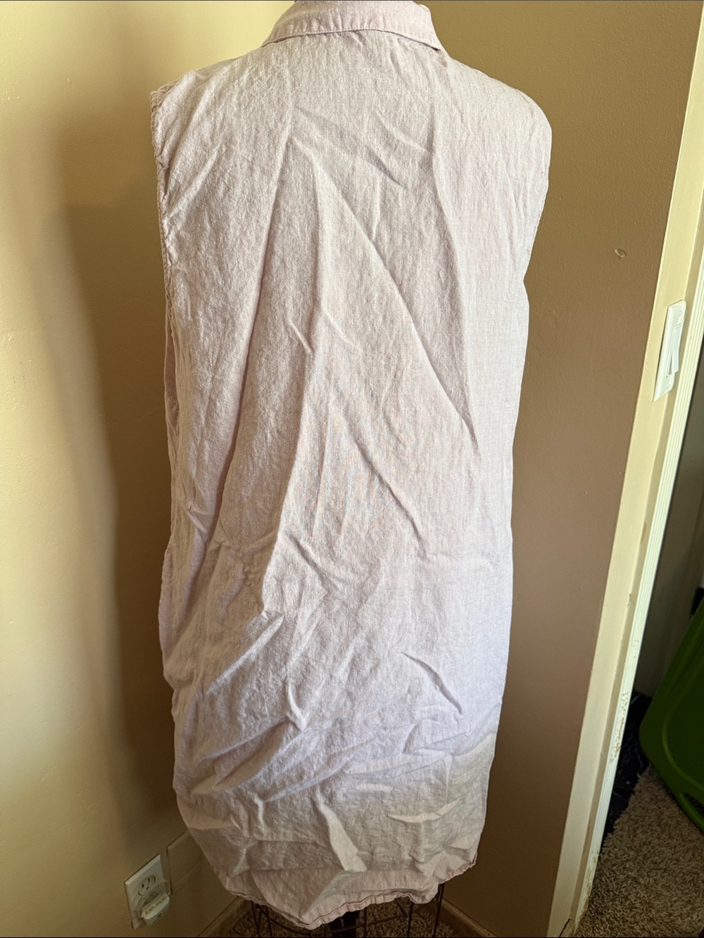 Magaschoni 100% Linen Sleeveless Button Front Shirt Dress XL Blush Pink - Picture 4 of 5